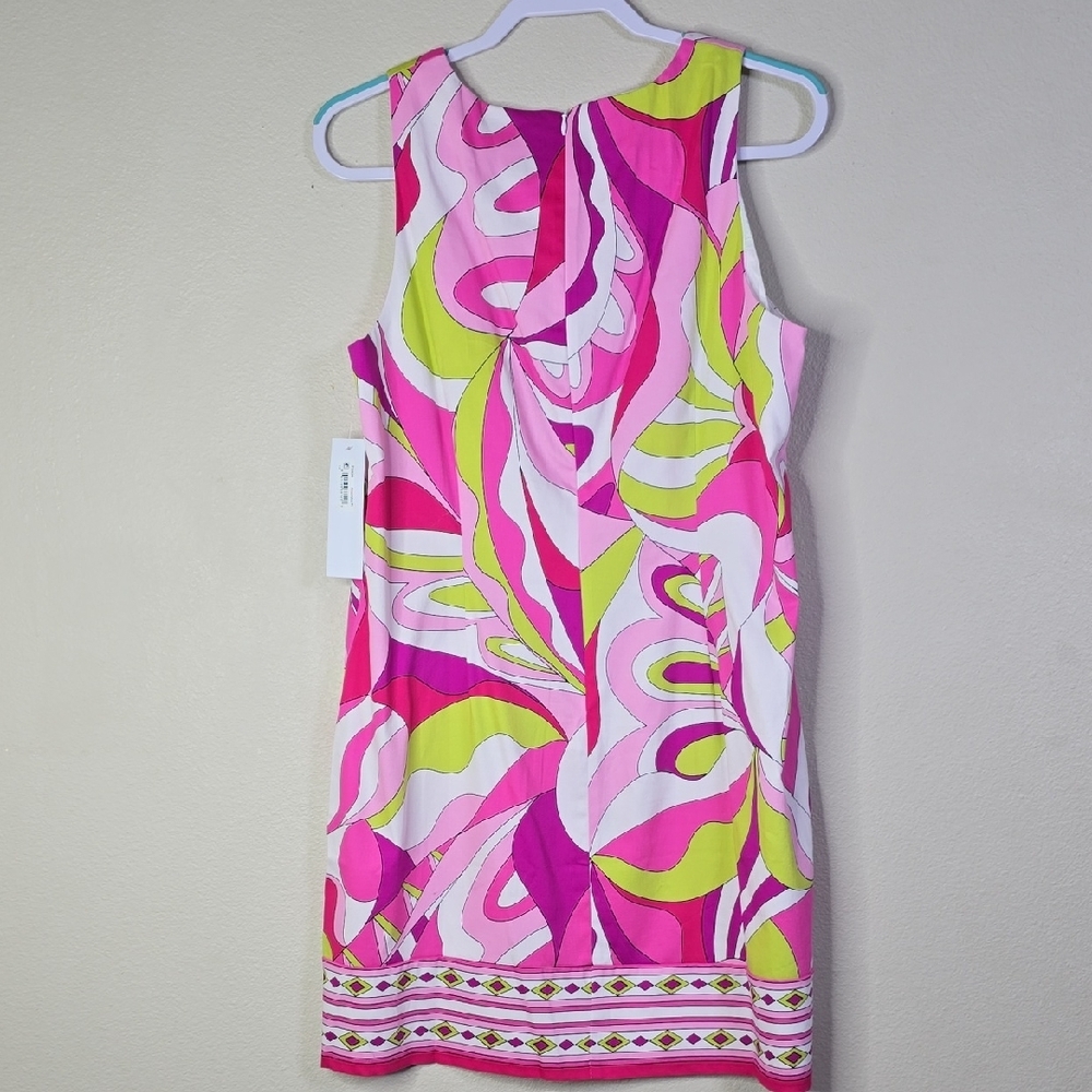 London Times Pink and Green Mini Dress - Picture 6 of 8